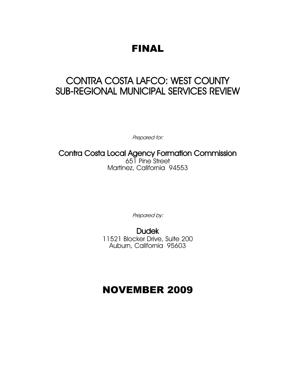 West County Sub-Regional Municipal Services Review