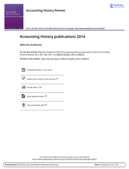 Accounting History Publications 2014