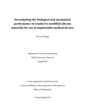 Investigating the Biological and Mechanical Performance of Cranberry-Modified Silicone Materials for Use in Implantable Medical Devices