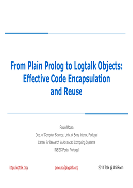 From Plain Prolog to Logtalk Objects: Effective Code Encapsulation and Reuse