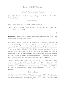 Lecture 3: Krull's Theorems
