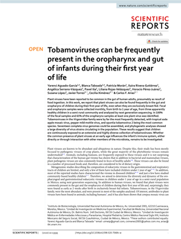 Tobamoviruses Can Be Frequently Present in the Oropharynx and Gut