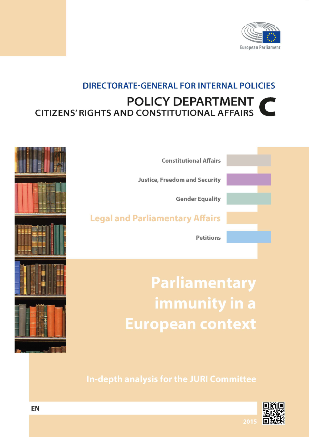 Parliamentary Immunity in a European Context