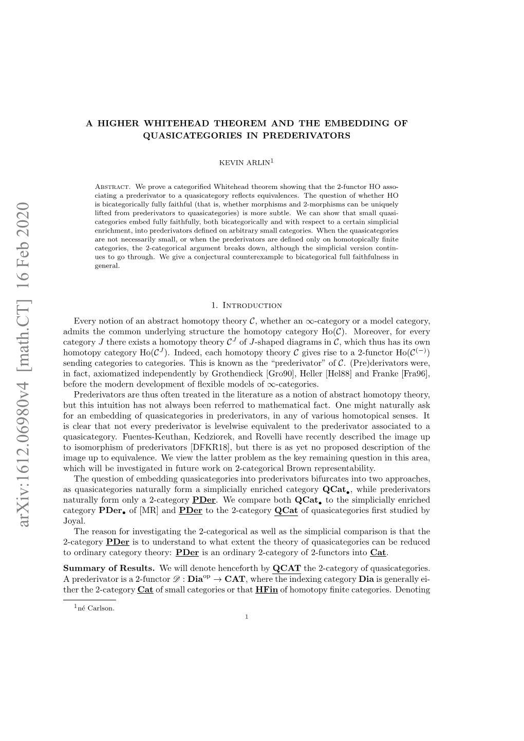 On the $\Infty $-Categorical Whitehead Theorem and the Embedding Of