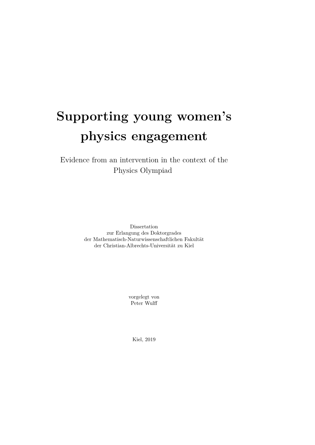 Supporting Young Women's Physics Engagement