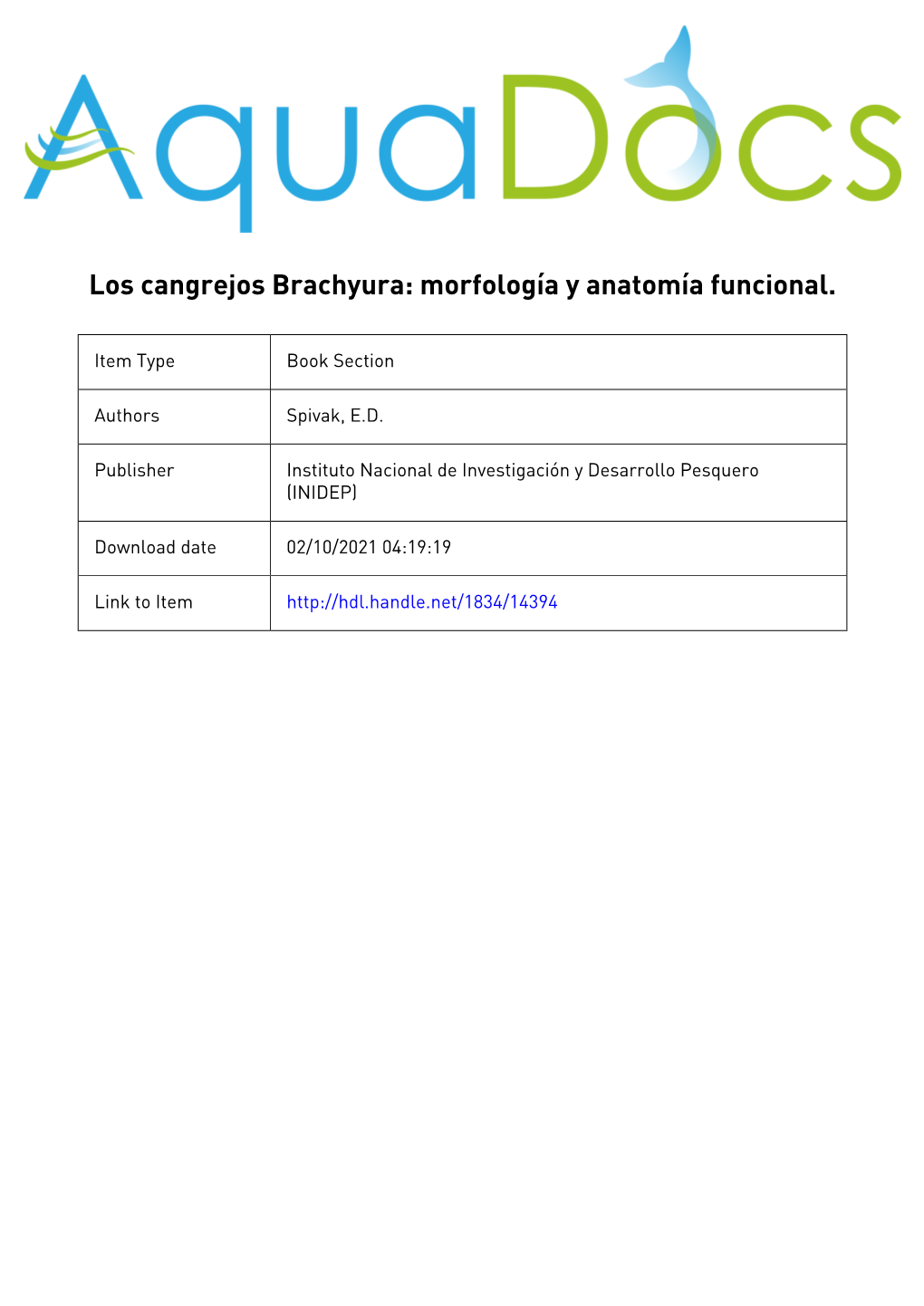 Los Cangrejos Brachyura: Morfología Y Anatomía Funcional