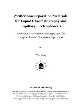 Zwitterionic Separation Materials for Liquid Chromatography and Capillary Electrophoresis