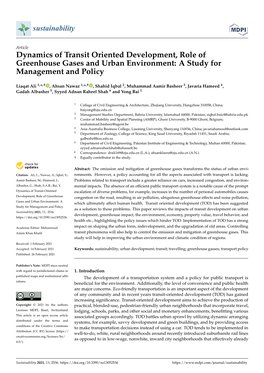 Dynamics of Transit Oriented Development, Role of Greenhouse Gases and Urban Environment: a Study for Management and Policy