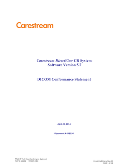 Carestream Directview CR System Software Version 5.7 DICOM