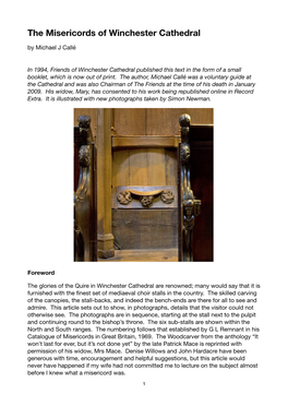 The Misericords of Winchester Cathedral, by Michael Calle(PDF)