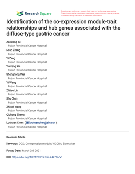 Identification of the Co-Expression Module-Trait Relationships and Hub