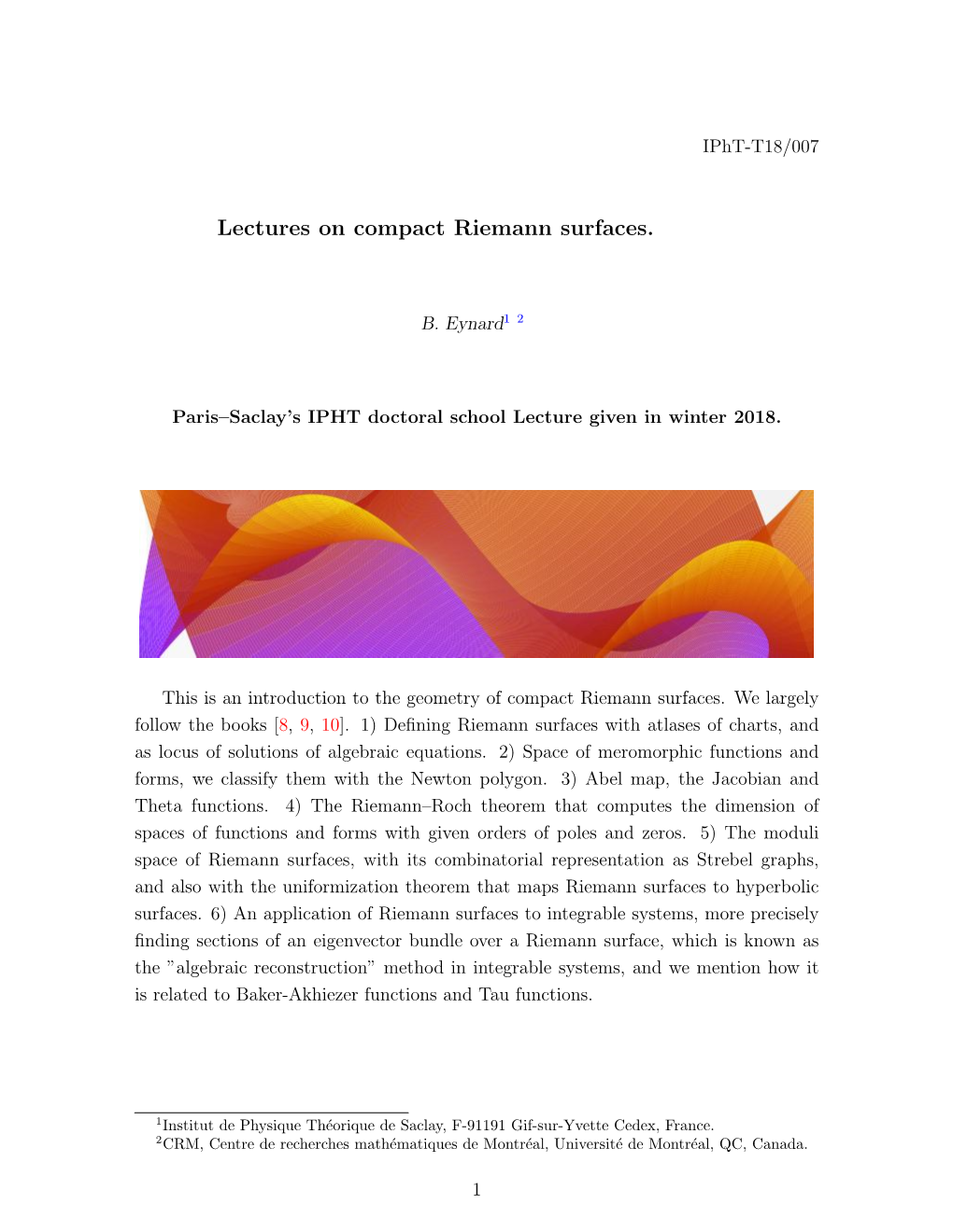 Lectures on Compact Riemann Surfaces