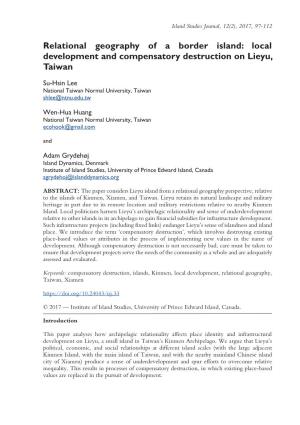 Relational Geography of a Border Island: Local Development and Compensatory Destruction on Lieyu, Taiwan