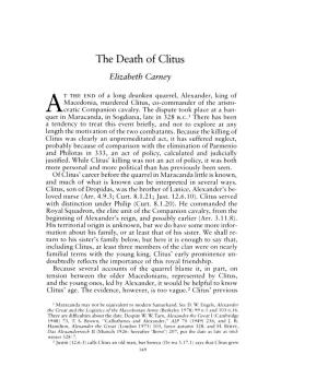 The Death of Clitus , Greek, Roman and Byzantine Studies, 22:2 (1981:Summer) P.149