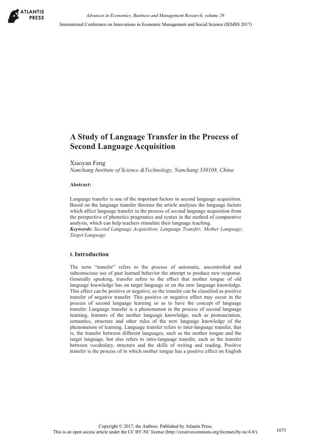 a-study-of-language-transfer-in-the-process-of-second-language