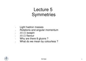 Lecture 5 Symmetries