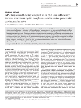 APC Haploinsufficiency Coupled with P53 Loss Sufficiently Induces