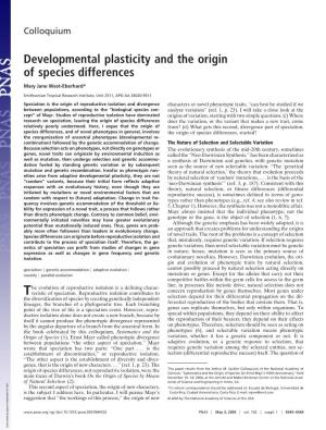 Developmental Plasticity and the Origin of Species Differences