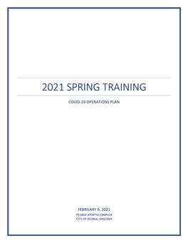 2021 Spring Training COVID-19 Operations Plan