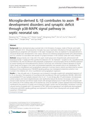 Microglia-Derived IL-1Β Contributes to Axon Development Disorders And