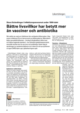 Bättre Livsvillkor Har Betytt Mer Än Vacciner Och Antibiotika