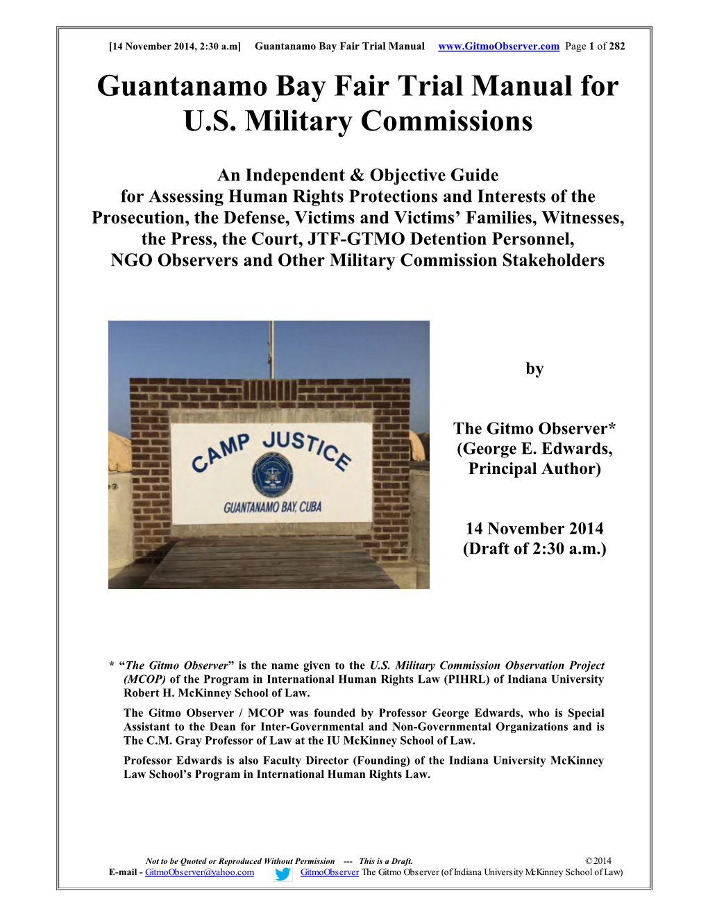 Guantanamo Bay Fair Trial Manual for U.S. Military Commissions