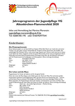 Jahresprogramm Der Jugendpflege VG Altenkirchen-Flammersfeld 2020