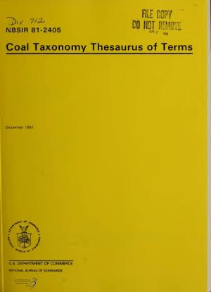 Coal Taxonomy Thesaurus of Terms