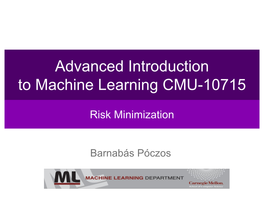 Introduction to Machine Learning CMU-10715