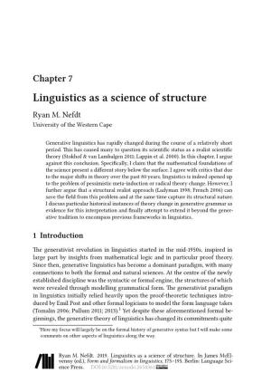 Chapter 7 Linguistics As a Science of Structure Ryan M