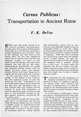 Cursus Publicus: Transportation in Ancient Rome