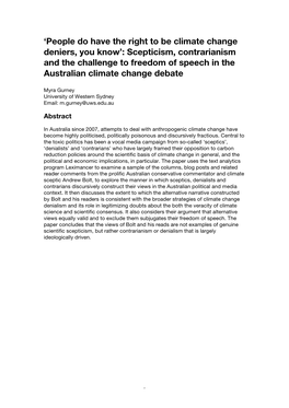Gurney 'People Do Have the Right to Be Climate Change Deniers