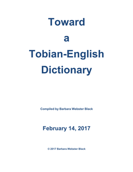 Toward a Tobian-English Dictionary