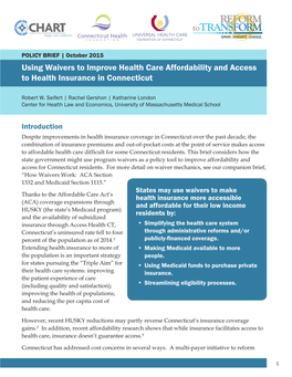 Using Waivers to Improve Health Care Affordability and Access to Health Insurance in Connecticut