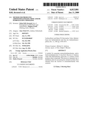 United States Patent (19) 11 Patent Number: 6,013,801 Köll, Deceased Et Al