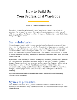 How to Build up Your Professional Wardrobe