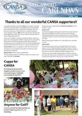 Thanks to All Our Wonderful CANSA Supporters!!