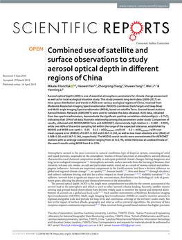 Combined Use of Satellite and Surface Observations to Study Aerosol Optical Depth in Different Regions of China