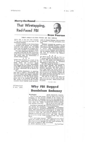 That Wiretapping, Red-Faced FBI Drew Pearson Today's Column Is by Drew Pearson and Jack Anderson HE FBI