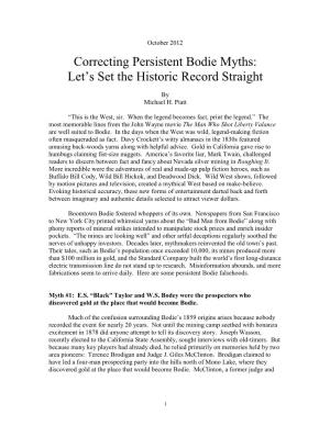 Correcting Recent Bodie Myths