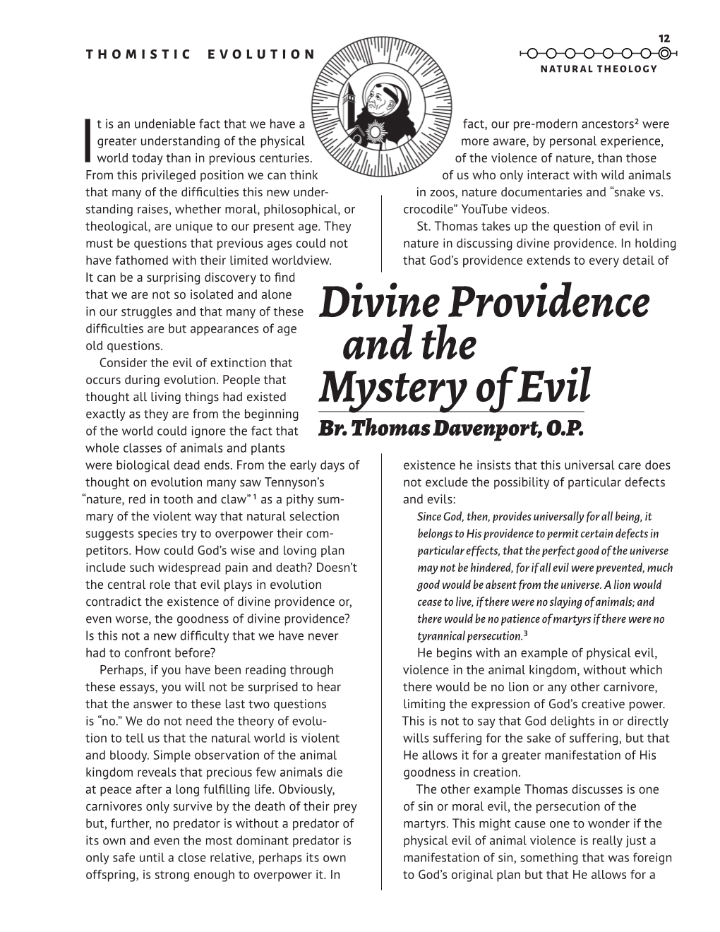 Divine Providence and the Mystery of Evil