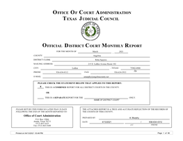 Official District Court Monthly Civil Report