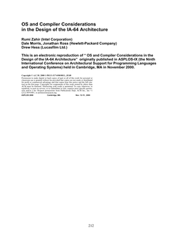 OS and Compiler Considerations in the Design of the IA-64 Architecture