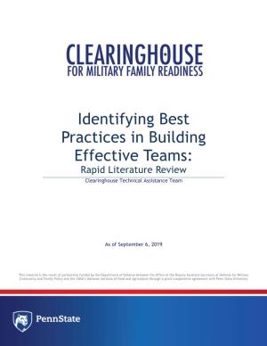 Identifying Best Practices in Building Effective Teams: Rapid Literature Review Clearinghouse Technical Assistance Team
