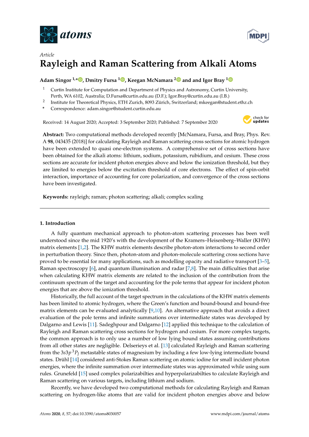 Rayleigh and Raman Scattering from Alkali Atoms