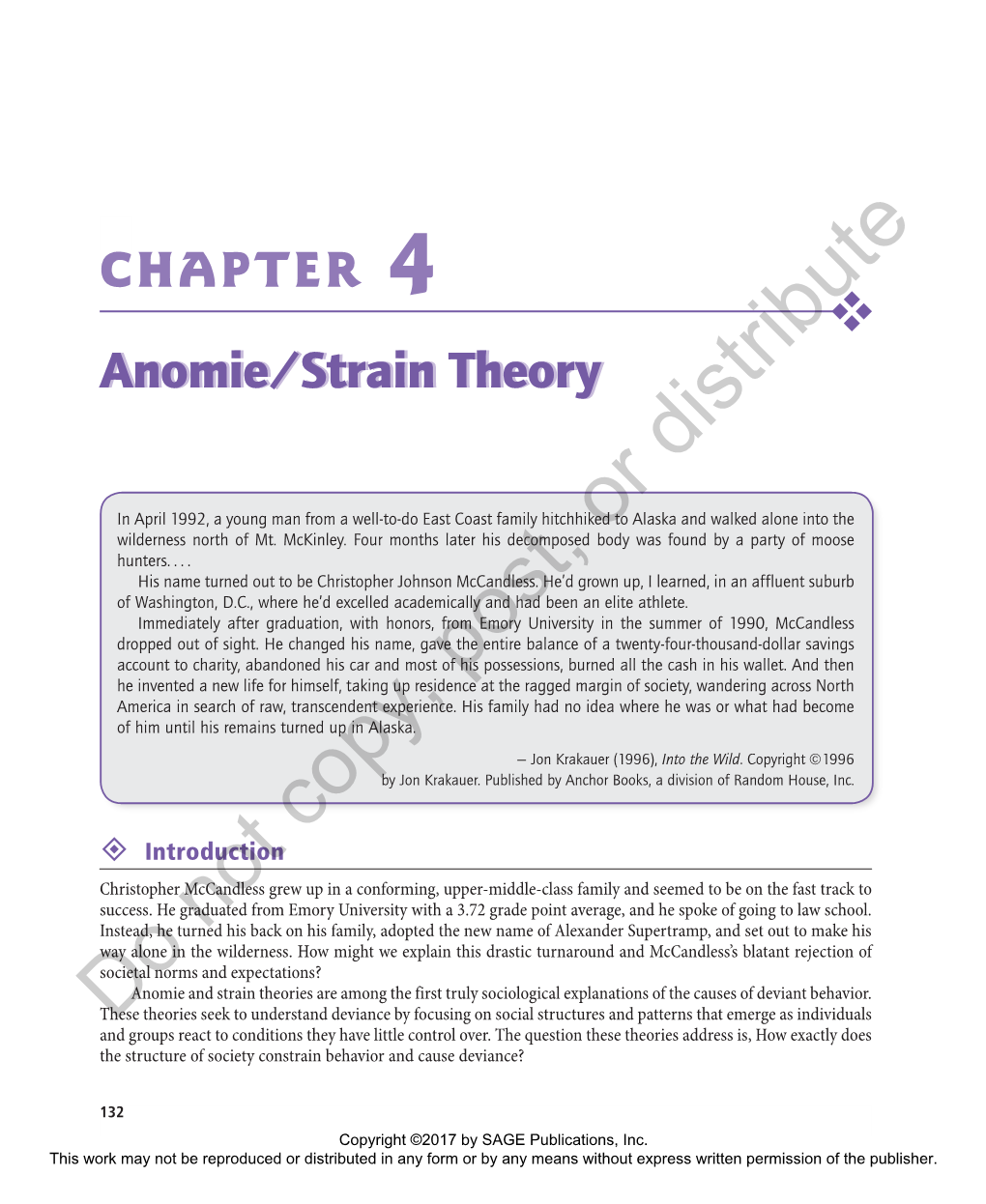 CHAPTER 4  Anomie/Strainanomie/Strain Theorytheory Distribute