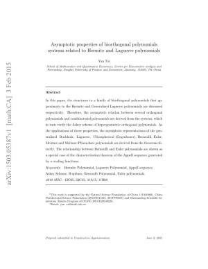 Asymptotic Properties of Biorthogonal Polynomials Systems Related to Hermite and Laguerre Polynomials