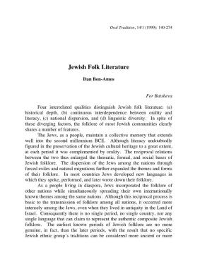 Jewish Folk Literature
