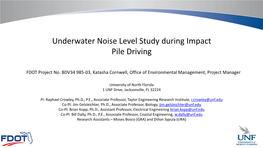 Underwater Noise Level Study During Impact Pile Driving