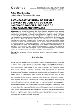 The Case of Kyrgyzstan and Hungary